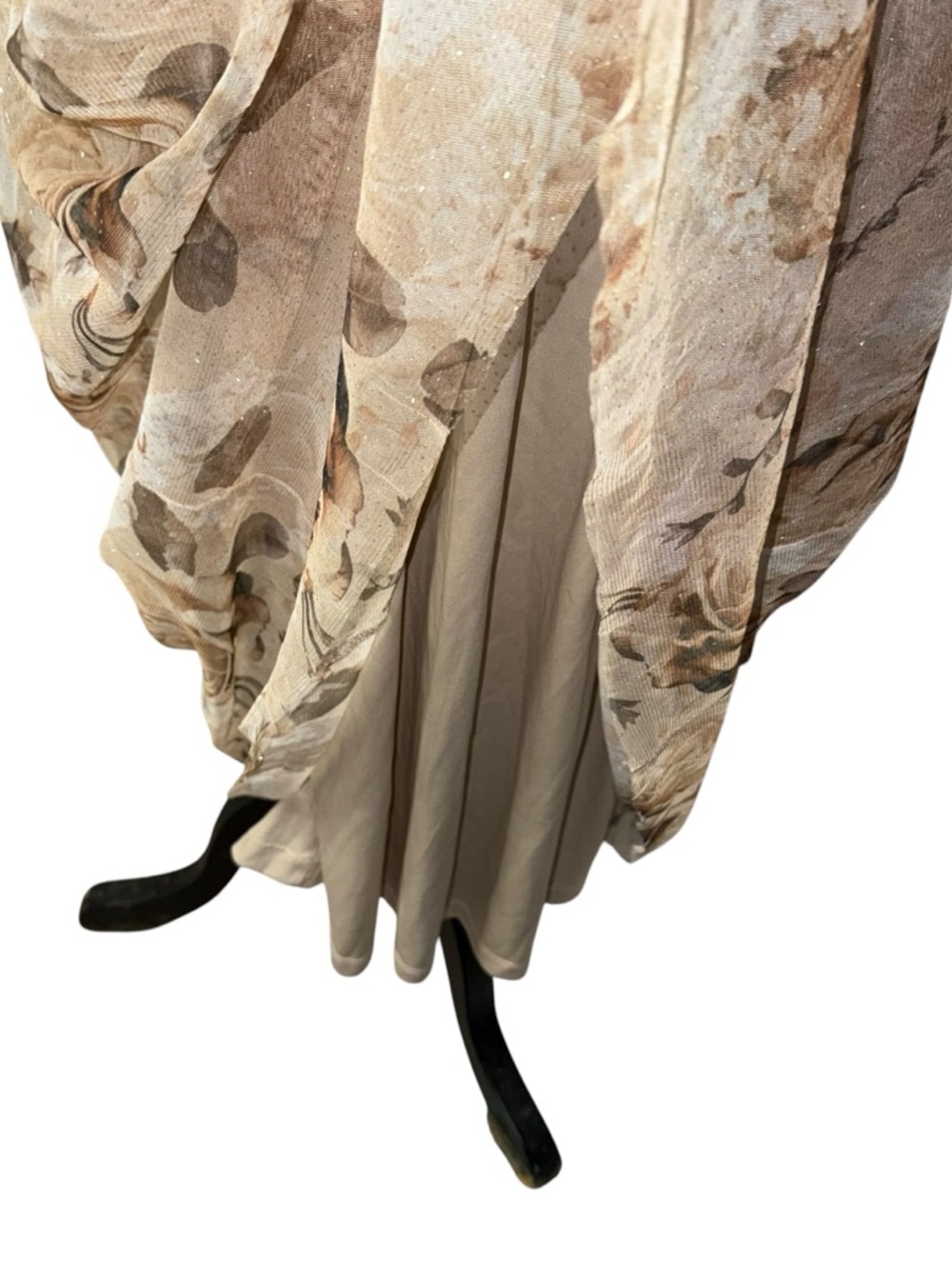 Candalite Petite Medium Floral Off-Shoulder Midi Dress sparkle beige brown fairy - Picture 4 of 16